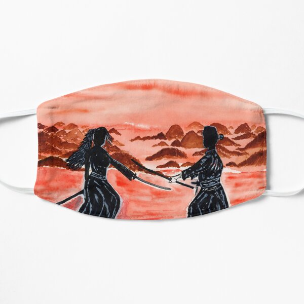 Watercolor samurai train techniques Flat Mask