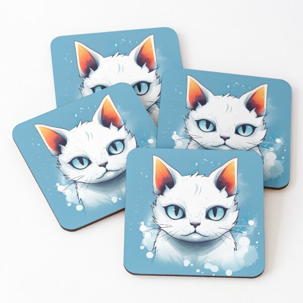 Item preview, Penetrating Gaze Cat - Feline Elegance on a Blue Background designed and sold by Neuronexia.