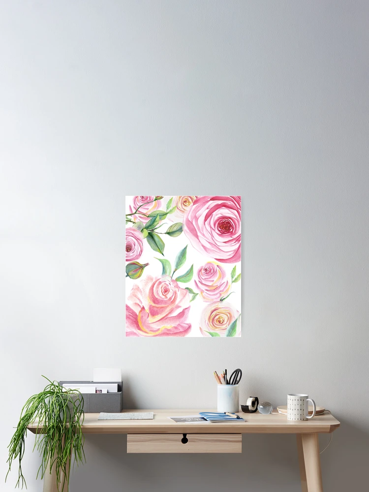 Thumbnail 2 of 3, Poster, Pink Roses Floral Collage designed and sold by MathisDesigns.