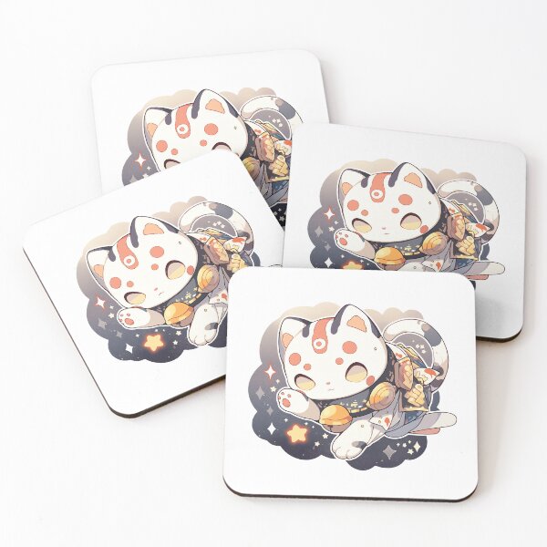 Item preview, Cute Kawaii Starry Sky Manekineko Cat designed and sold by CozyKawaiiArt.