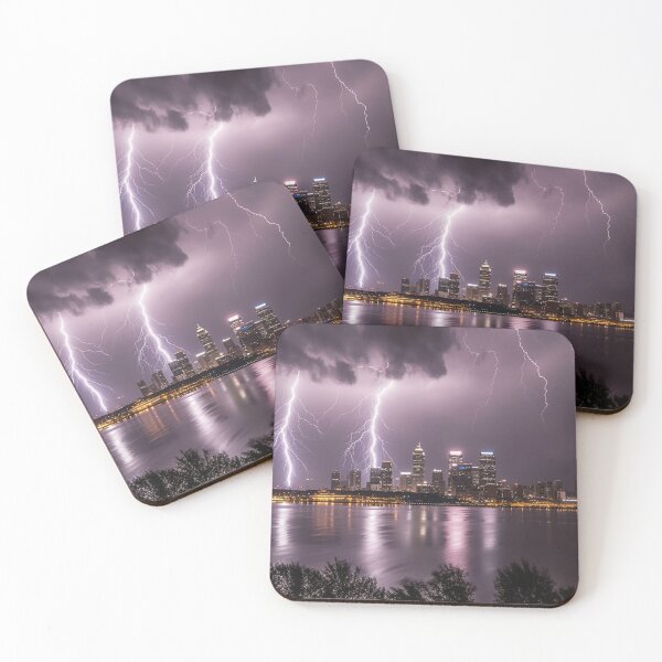 Item preview, Luminous Thunderstruck Electric Cityscape Night Photography Power of Nature designed and sold by DigiNook.