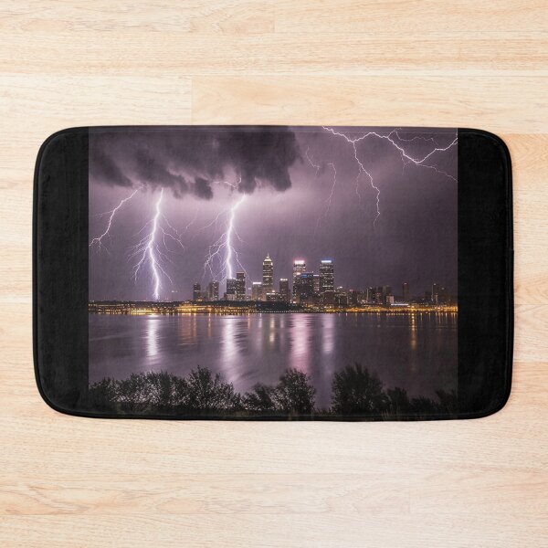 Item preview, Luminous Thunderstruck Electric Cityscape Night Photography Power of Nature designed and sold by DigiNook.