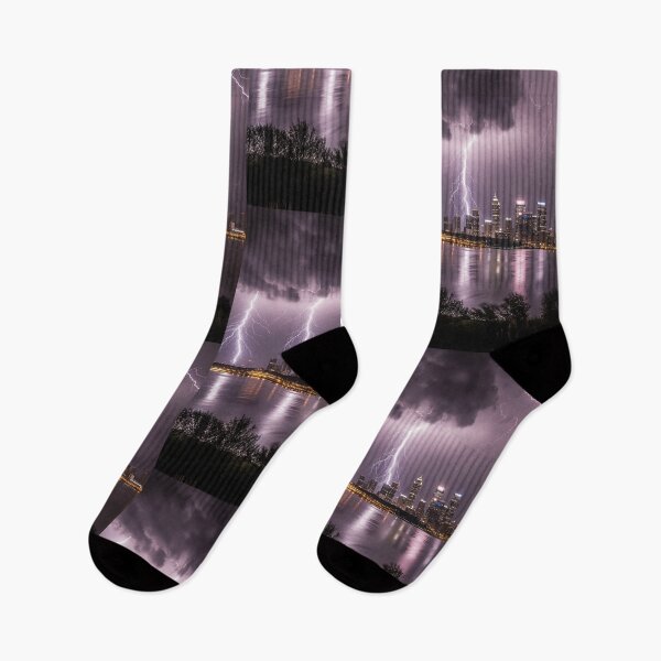 Item preview, Luminous Thunderstruck Electric Cityscape Night Photography Power of Nature designed and sold by DigiNook.