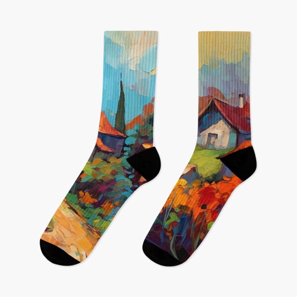 Item preview, Countryside village at sunset designed and sold by Art by Lilia.