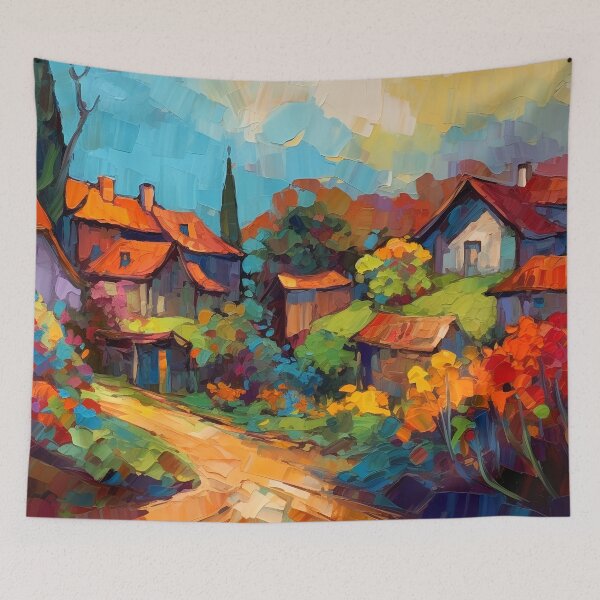 Item preview, Countryside village at sunset designed and sold by Art by Lilia.