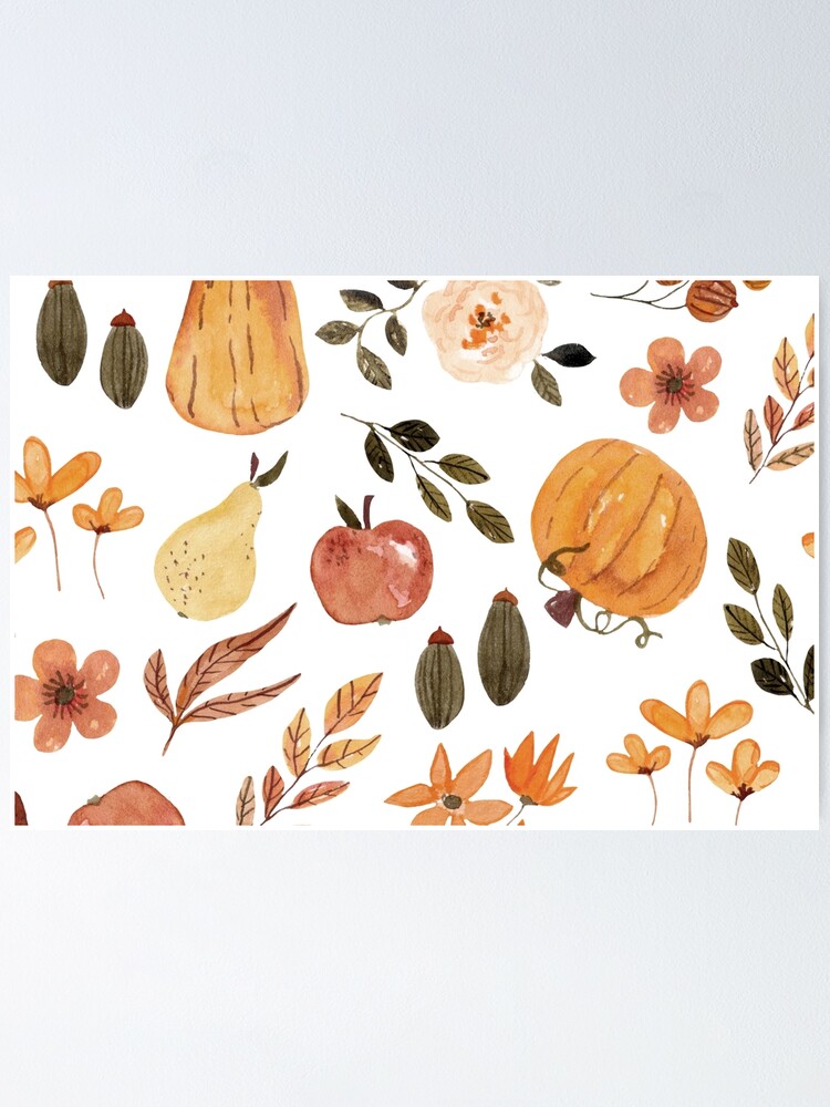 Leaf Foliage Hello Fall Pumpkin Floral Watercolor Notebook, Zazzle