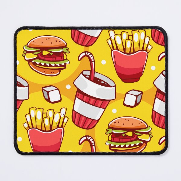 Item preview, Yellow food pattern french fries, drink and hamburgers in cartoon line style designed and sold by xiukab.