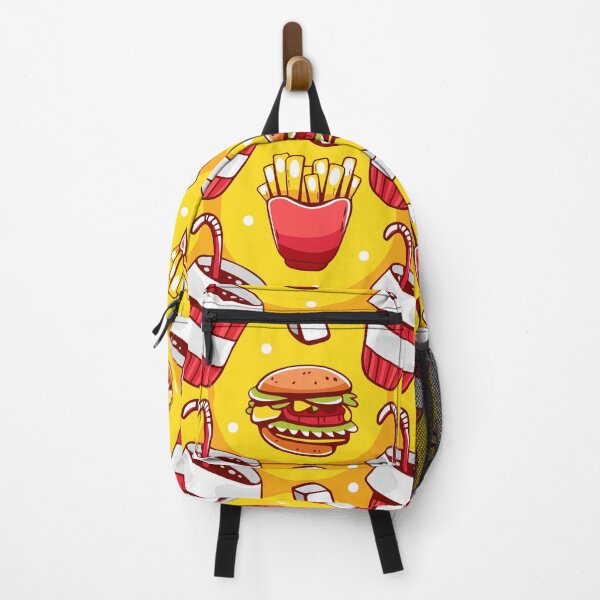 Item preview, Yellow food pattern french fries, drink and hamburgers in cartoon line style designed and sold by xiukab.