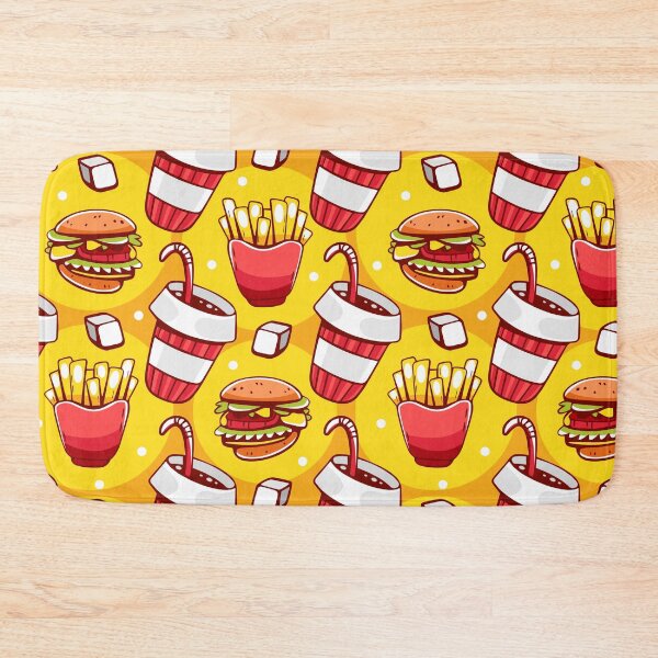 Item preview, Yellow food pattern french fries, drink and hamburgers in cartoon line style designed and sold by xiukab.
