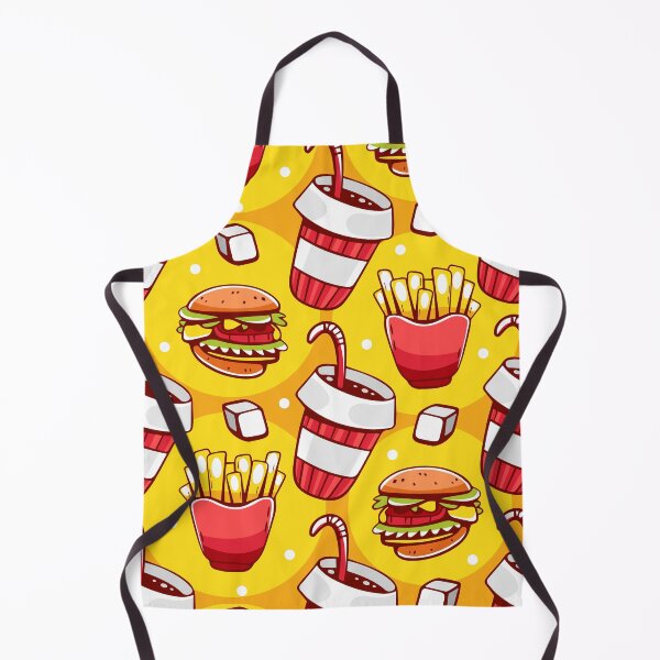 Item preview, Yellow food pattern french fries, drink and hamburgers in cartoon line style designed and sold by xiukab.