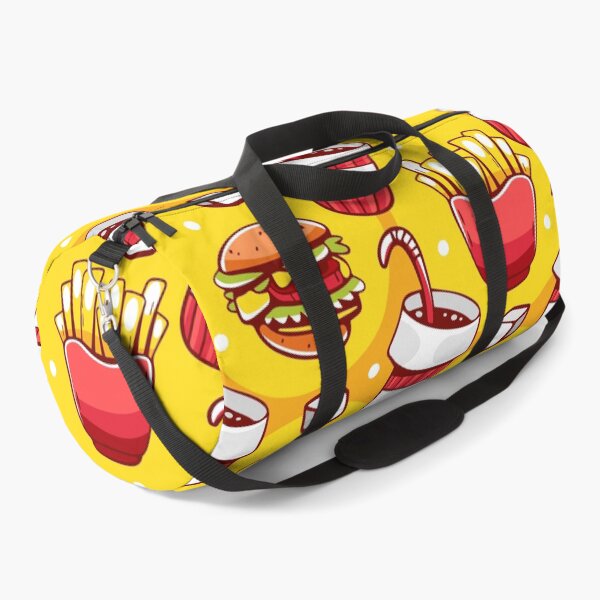 Item preview, Yellow food pattern french fries, drink and hamburgers in cartoon line style designed and sold by xiukab.
