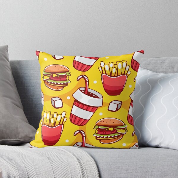 Item preview, Patrón de comida amarilla papas fritas, bebida y hamburguesas en estilo de línea de dibujos animados designed and sold by xiukab.