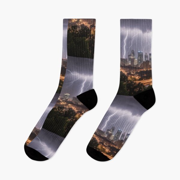 Item preview, Luminous Thunderstruck Electric Cityscape Night Photography Power of Nature designed and sold by DigiNook.