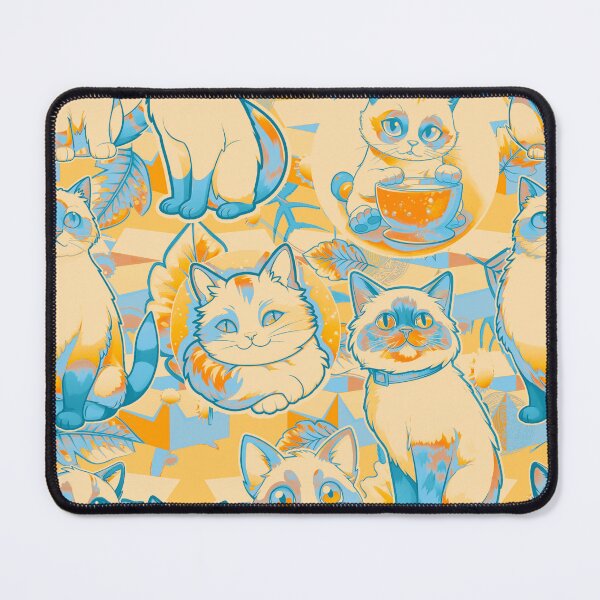 Artikelvorschau, Cat#15 design, Cat fabric design, Cat Mom Gift, Pets, Kids gift, Ideal pet gift, blue orange contrast colours entworfen und verkauft von Andimoot.