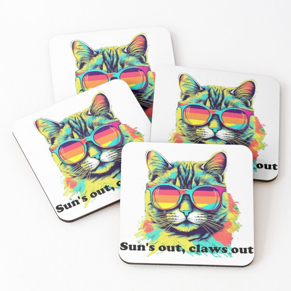 Item preview, Cute Cat with Sunglasses 'Sun's Out, Claws Out' black text designed and sold by SADStyleDesigns.