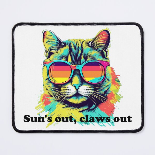 Item preview, Cute Cat with Sunglasses 'Sun's Out, Claws Out' black text designed and sold by SADStyleDesigns.