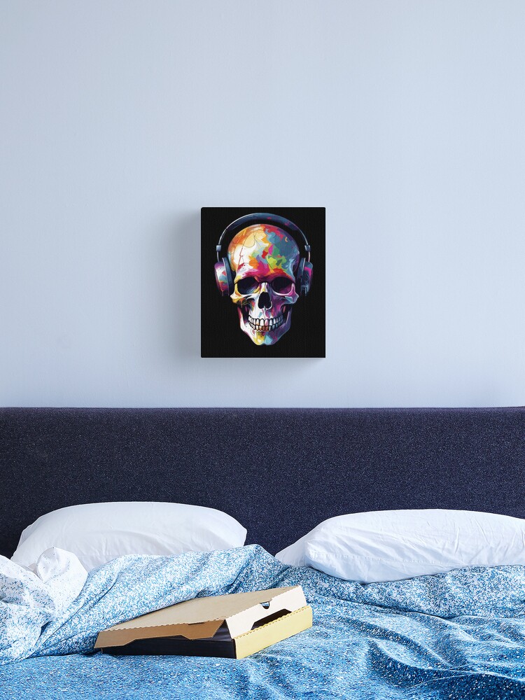 Street Art Skull Headphones Skull Rainbow Colorful Skull Art