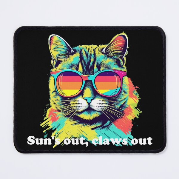 Item preview, Cute Cat with Sunglasses 'Sun's Out, Claws Out' white text designed and sold by SADStyleDesigns.