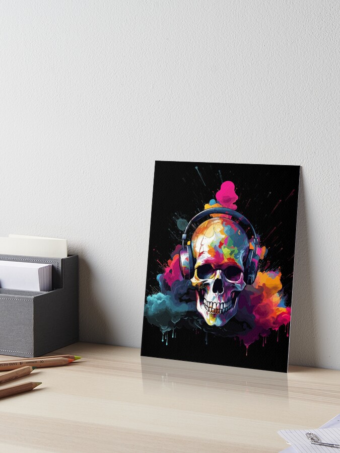 Custom Pet Skull Portrait / 4x6 Canvas Board – rainbowofcrazy