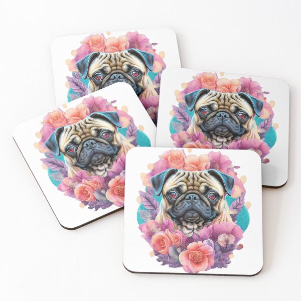 Item preview, Beautiful floral pug face  designed and sold by Creative Line Prints.