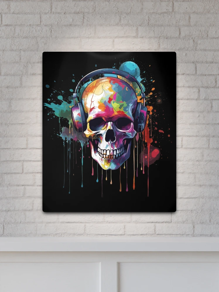 Colorful Skull Paint Explosion Graffiti-Inspired Street Art