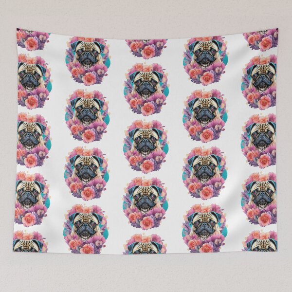 Item preview, Beautiful floral pug face  designed and sold by Creative Line Prints.
