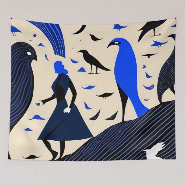 Item preview, Blue harmony: creative encounters between humans and birds designed and sold by NDArtistShop.