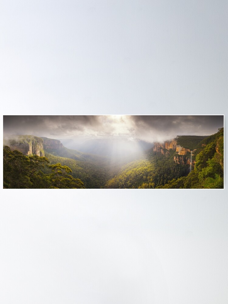 Thumbnail 2 of 3, Poster, Govetts Leap Awakens, Blue Mountains, New South Wales, Australia designed and sold by Michael Boniwell.