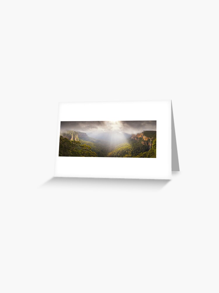 Thumbnail 1 of 2, Greeting Card, Govetts Leap Awakens, Blue Mountains, New South Wales, Australia designed and sold by Chockstone.