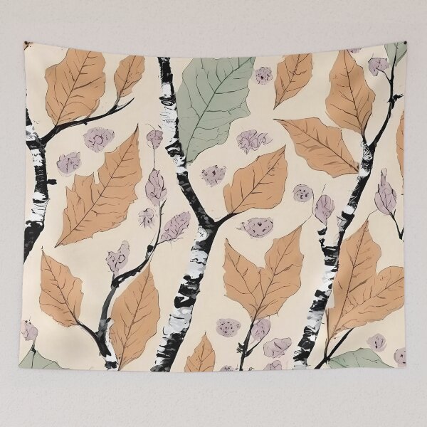 Item preview, The repeating pastel Birch leaves vintage-style pattern designed and sold by RicsArtistry.