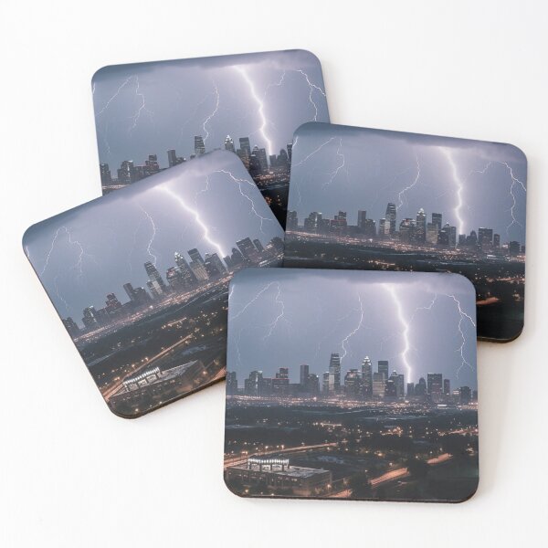Item preview, Luminous Thunderstruck Electric Cityscape Night Photography Power of Nature designed and sold by DigiNook.