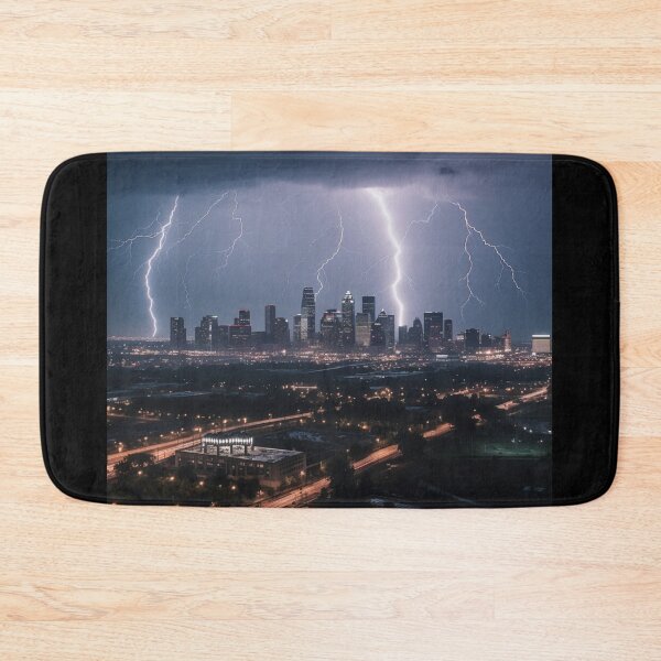 Item preview, Luminous Thunderstruck Electric Cityscape Night Photography Power of Nature designed and sold by DigiNook.