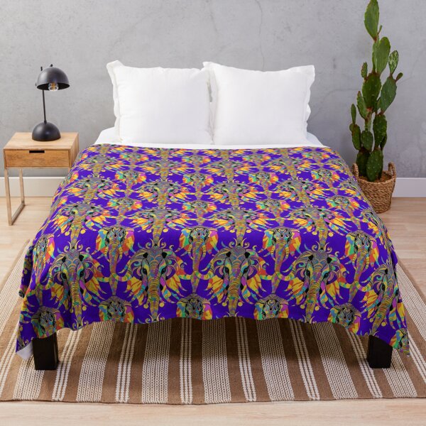 Item preview, Vibrant DMT Trippy Elephant Face Pattern on Blue Background designed and sold by Aaron2610.