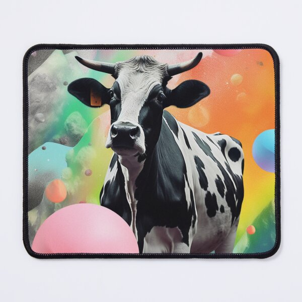 Item preview, Ethereal Encounter: Cow in a Kaleidoscope of Colored Plastic Bubbles designed and sold by MedusaAiArt.