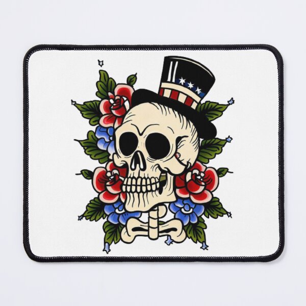 Item preview, Vintage tattoo flash of a skull and flowers designed and sold by Donkey's Salad.