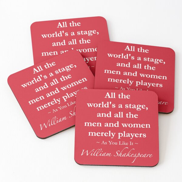 Vista previa del artículo con la obra «Cita de William Shakespeare - Todo el mundo es un escenario - Como gustéis», diseñado y vendido por QuotationMark.