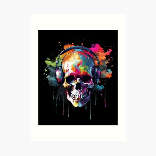 Skull Explosion Colorful Paint Cloud Graffiti Street Art