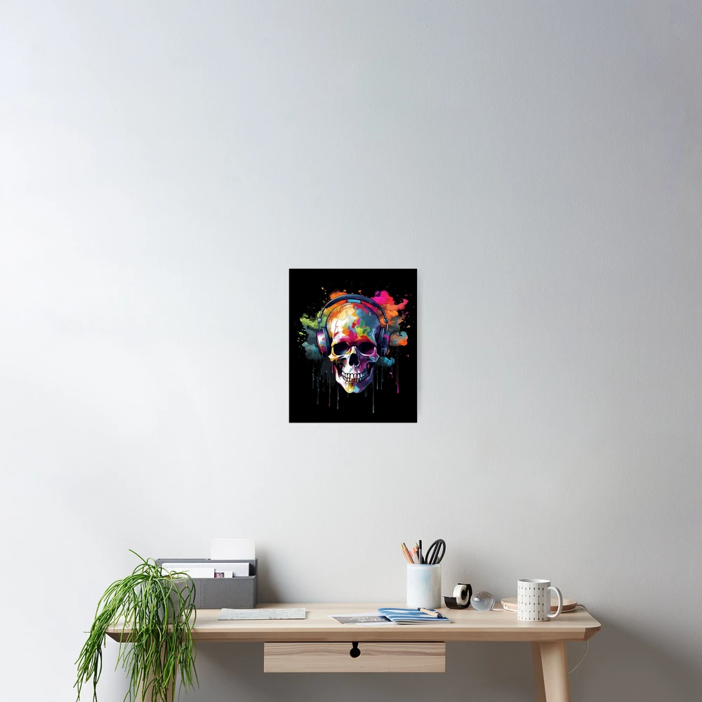 Skull Explosion Colorful Paint Cloud Graffiti Street Art