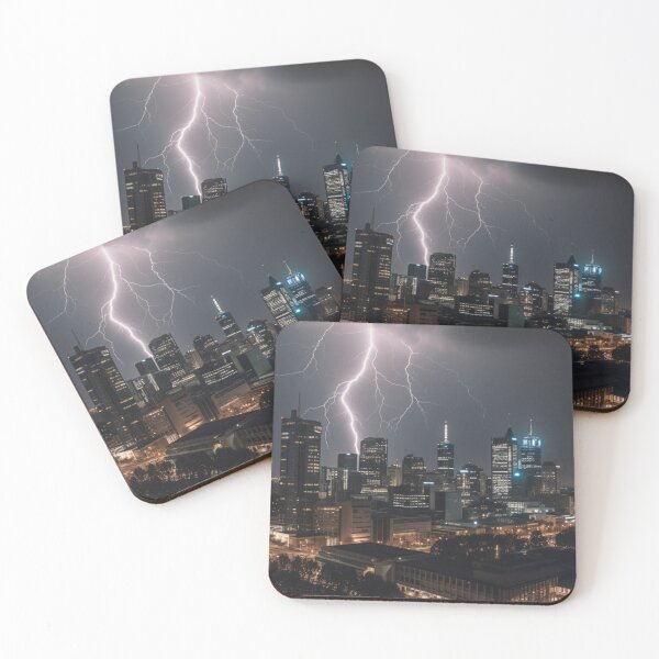 Item preview, Luminous Thunderstruck Electric Cityscape Night Photography Power of Nature designed and sold by DigiNook.