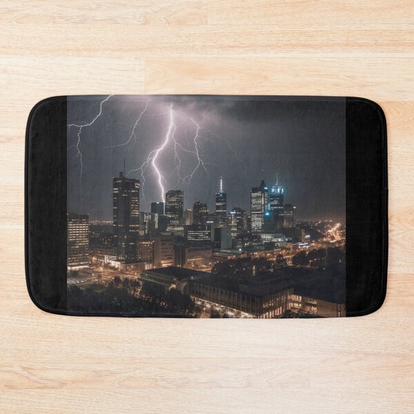 Item preview, Luminous Thunderstruck Electric Cityscape Night Photography Power of Nature designed and sold by DigiNook.