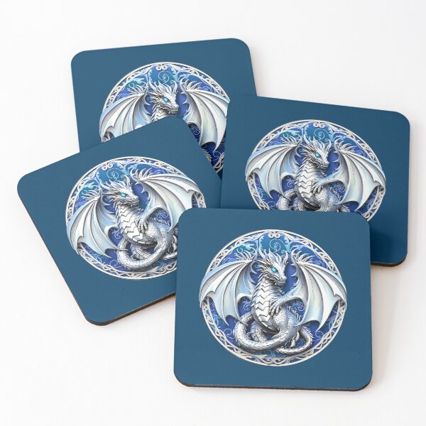 Item preview, Viking dragon, Silver and blue dragon, celtic dragon, for dad, dad, for the husband, happy dads day designed and sold by PRYMULLART.