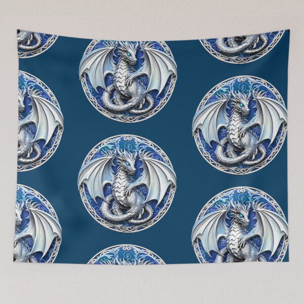 Item preview, Viking dragon, Silver and blue dragon, celtic dragon, for dad, dad, for the husband, happy dads day designed and sold by PRYMULLART.