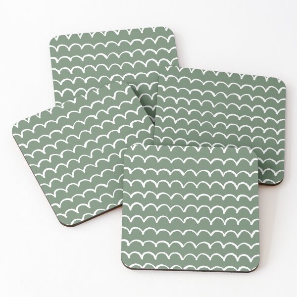 Item preview, Hand Drawn Scallop Wave Pattern (white/sage green) designed and sold by Design Minds Boutique.