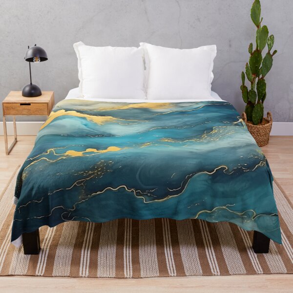 Item preview, dark blue abstract decorative painting shimmering gold quicksand hand-painted style landscape painting decorative painting05 designed and sold by UnaWu533.