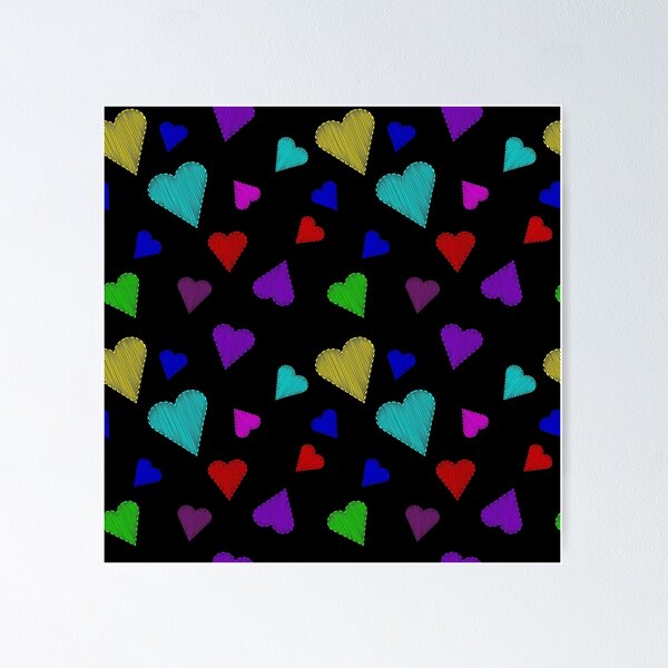 Item preview, Pattern with embroidered hearts on a black background designed and sold by Alexanna.