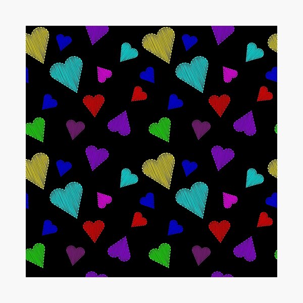 Item preview, Pattern with embroidered hearts on a black background designed and sold by Alexanna.