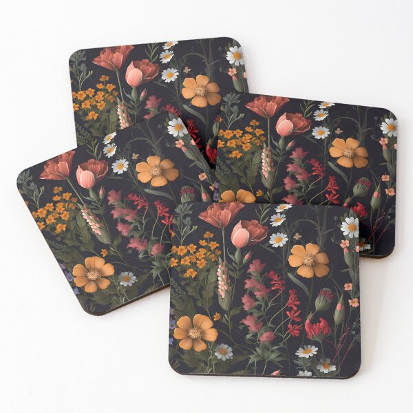 Item preview, Enigmatic Blooms: Field Flowers Pattern with Demon Woman Face designed and sold by TheBlackPixelCo.