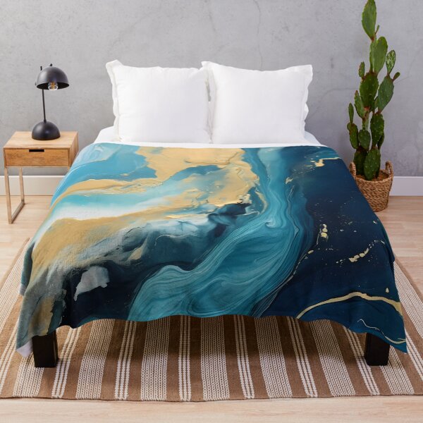 Item preview, dark blue abstract decorative painting shimmering gold quicksand hand-painted style landscape painting decorative painting11 designed and sold by UnaWu533.