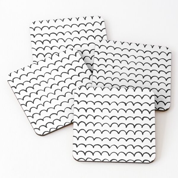 Item preview, Hand Drawn Scallop Wave Pattern (black/white) designed and sold by Design Minds Boutique.