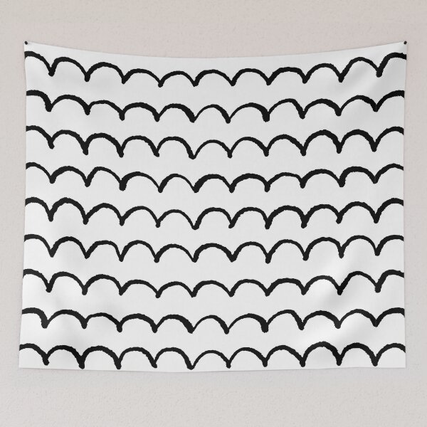 Item preview, Hand Drawn Scallop Wave Pattern (black/white) designed and sold by Design Minds Boutique.
